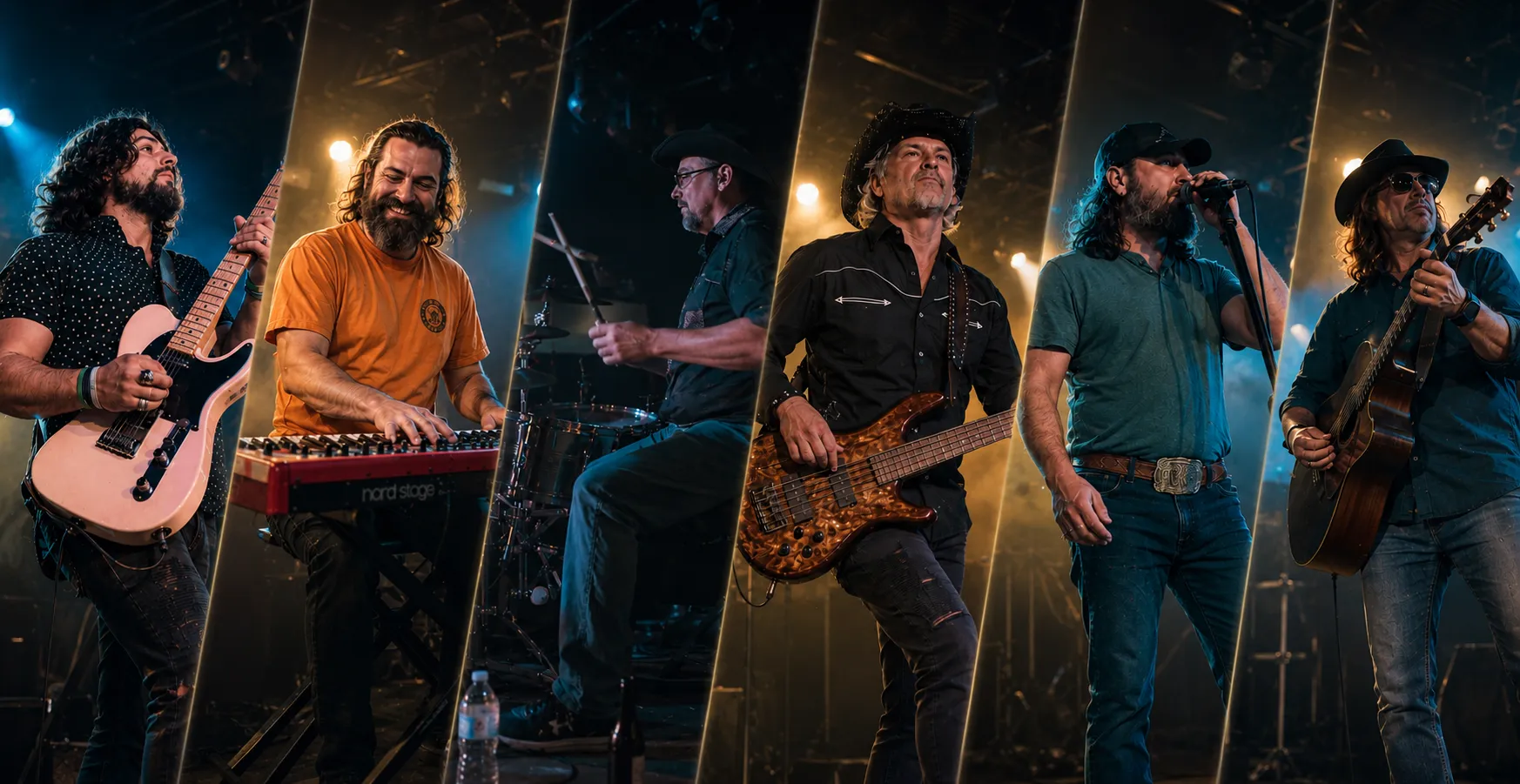 DRAWL band members playing guitars during a live set